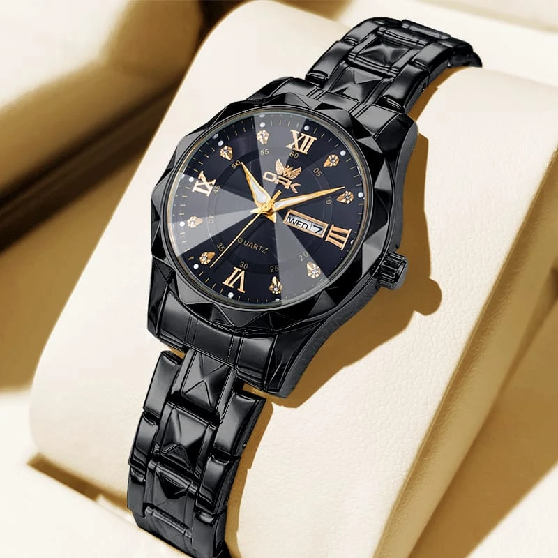 BINBOND মেয়েদের ঘড়ি Stainless Steel Quartz Watch Waterproof Top Luminous Date Week Citizen Movement Fashion Style — thumbnail 4