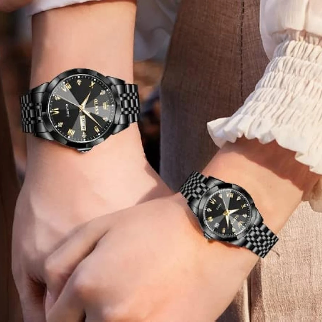 Olevs 9931 couple set luxury fashion stainless steel imported quartz movement wrist-watch for Men Women Copule watch — thumbnail 3