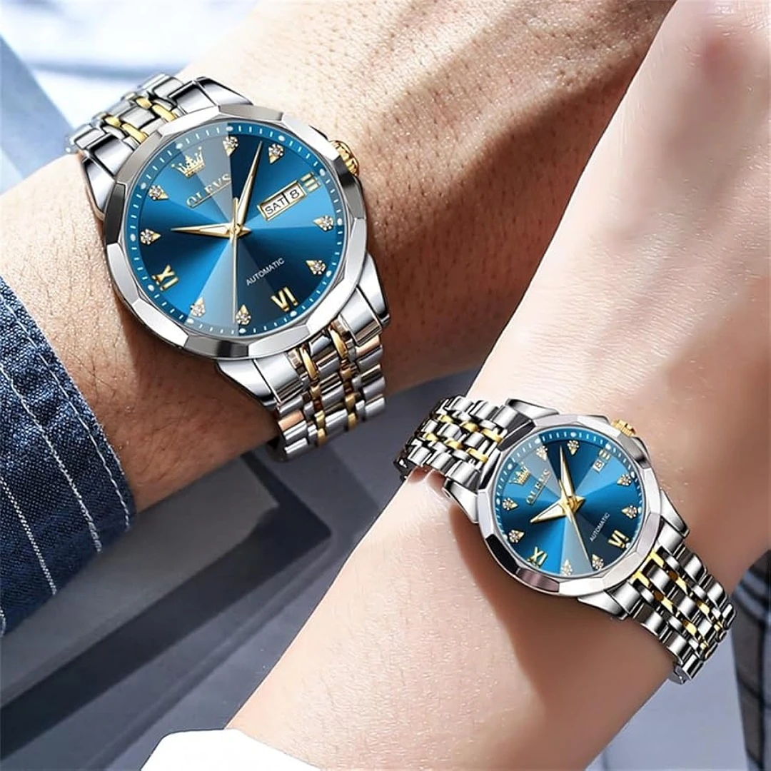 Olevs 9931 couple set luxury fashion stainless steel imported quartz movement wrist-watch for Men Women Copule watch — thumbnail 2