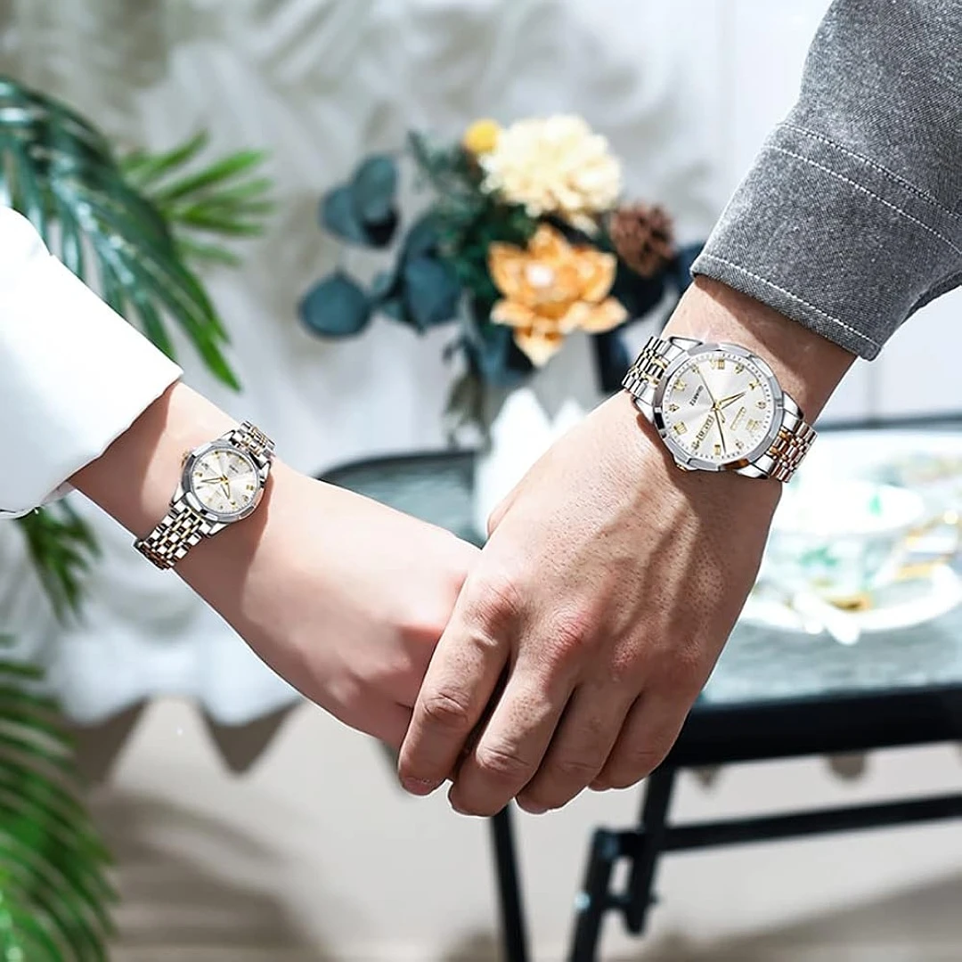 Olevs 9931 couple set luxury fashion stainless steel imported quartz movement wrist-watch for Men Women Copule watch — thumbnail 2