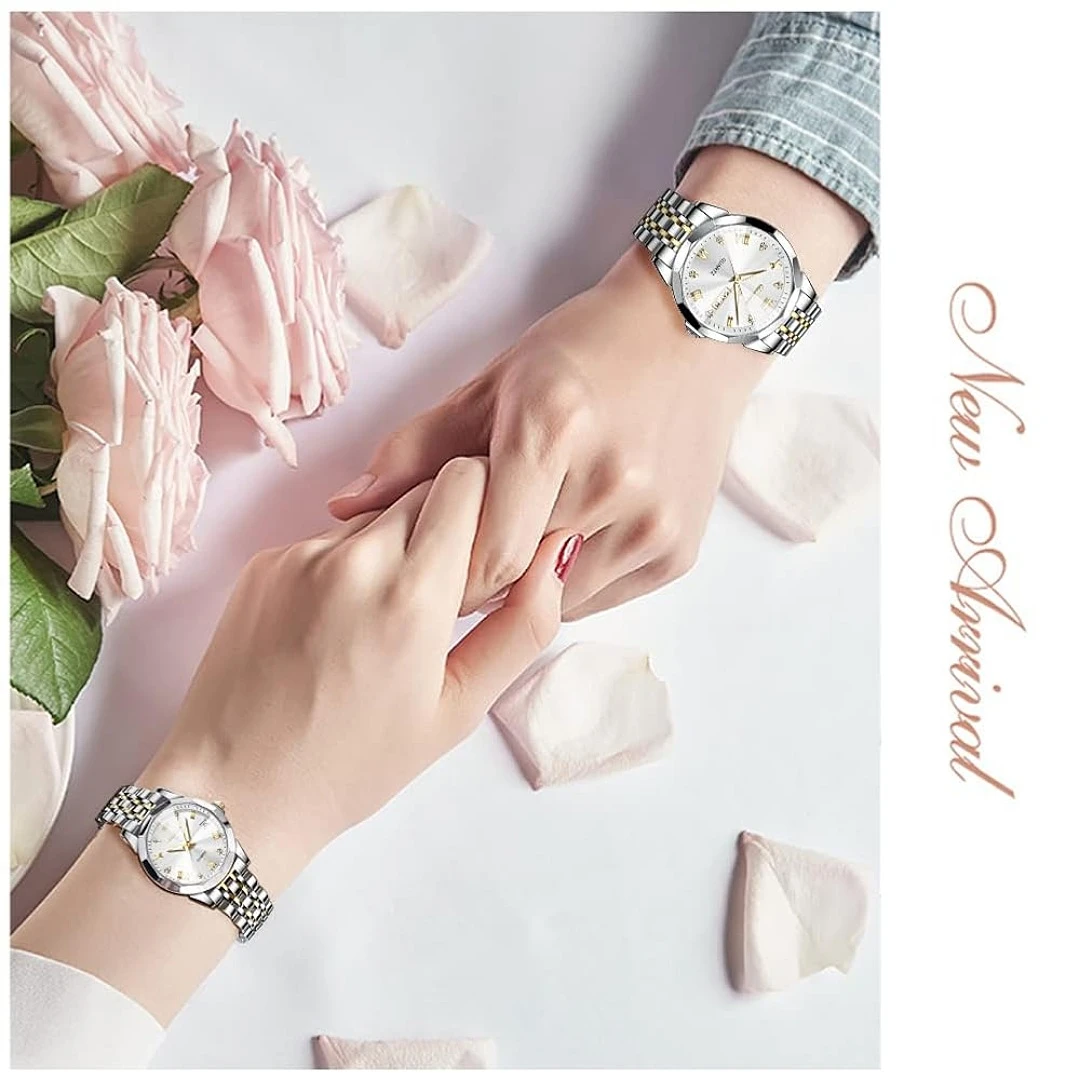 Olevs 9931 couple set luxury fashion stainless steel imported quartz movement wrist-watch for Men Women Copule watch — thumbnail 3