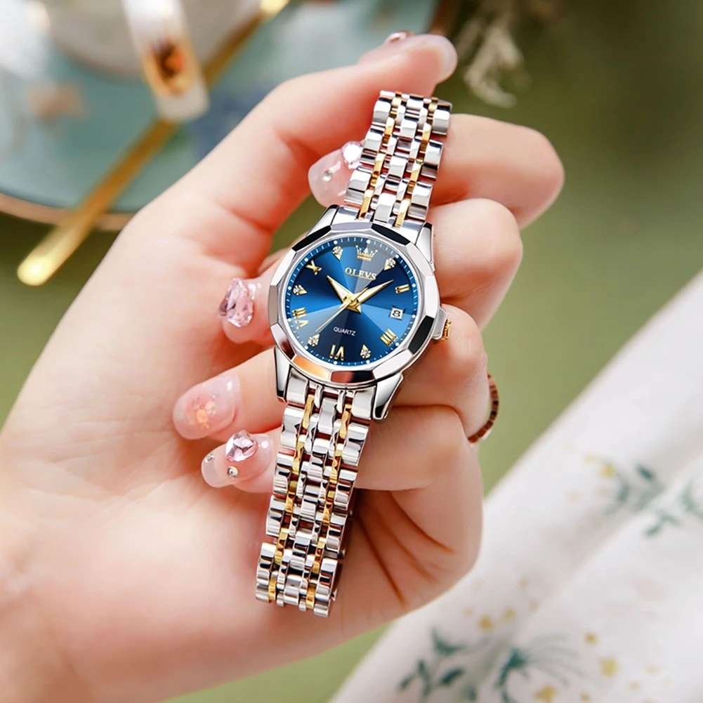 Orginal Women Analog Quartz Stainless Steel Luminous Date Two Tone Luxury Casual Wrist Watch