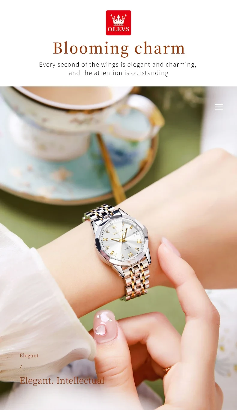 Orginal Women Analog Quartz Stainless Steel Luminous Date Two Tone Luxury Casual Wrist Watch — thumbnail 2