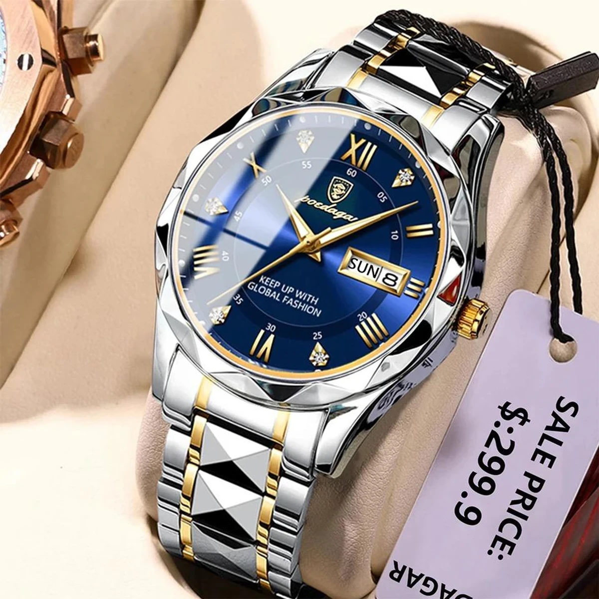 NEW POEDAGAR 615 Quartz Stainless Steel Watch For Men - blue