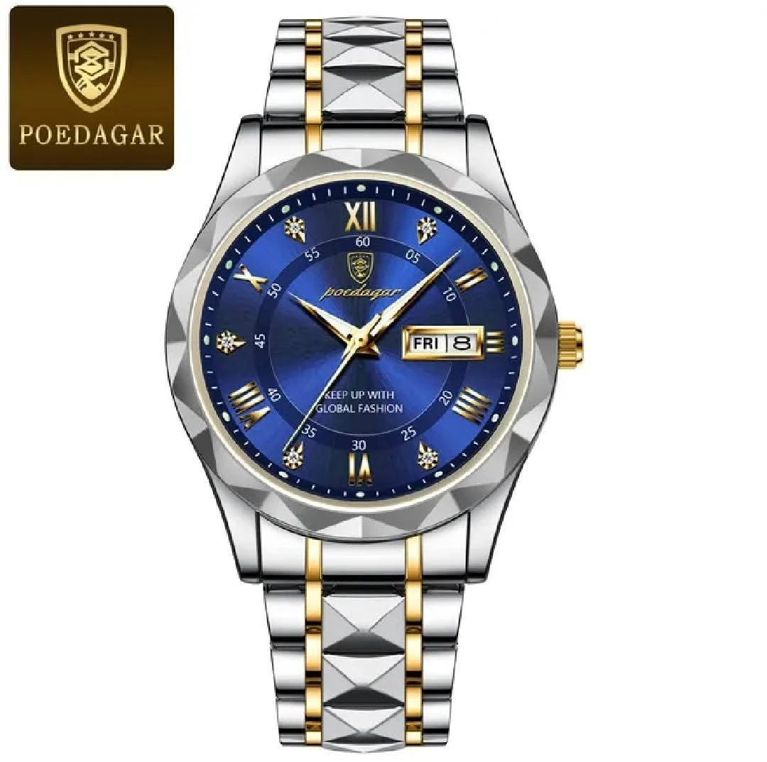 NEW POEDAGAR 615 Quartz Stainless Steel Watch For Men - blue — thumbnail 4