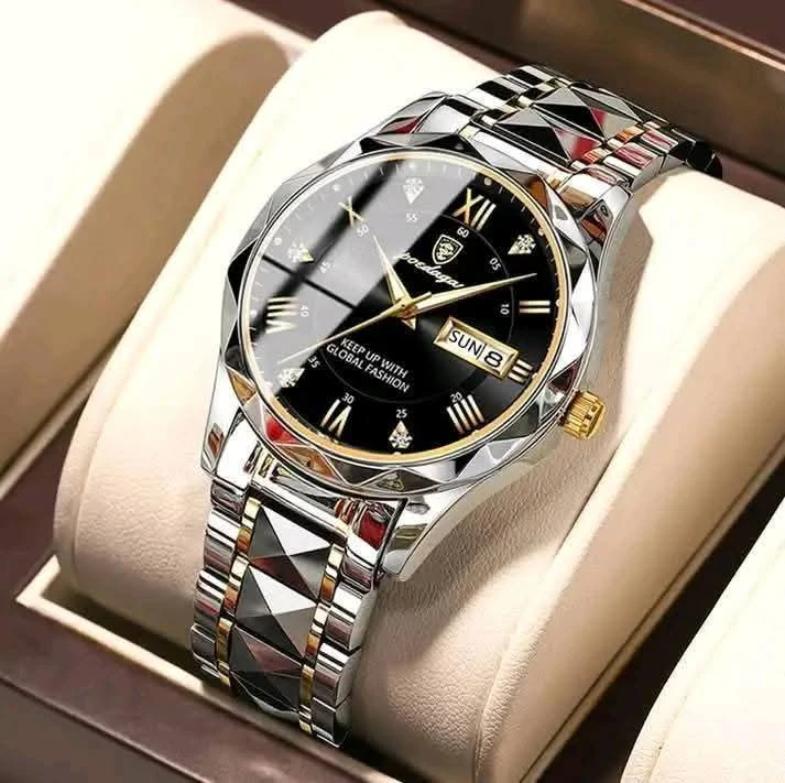 NEW POEDAGAR 615 Quartz Stainless Steel Watch For Men – black