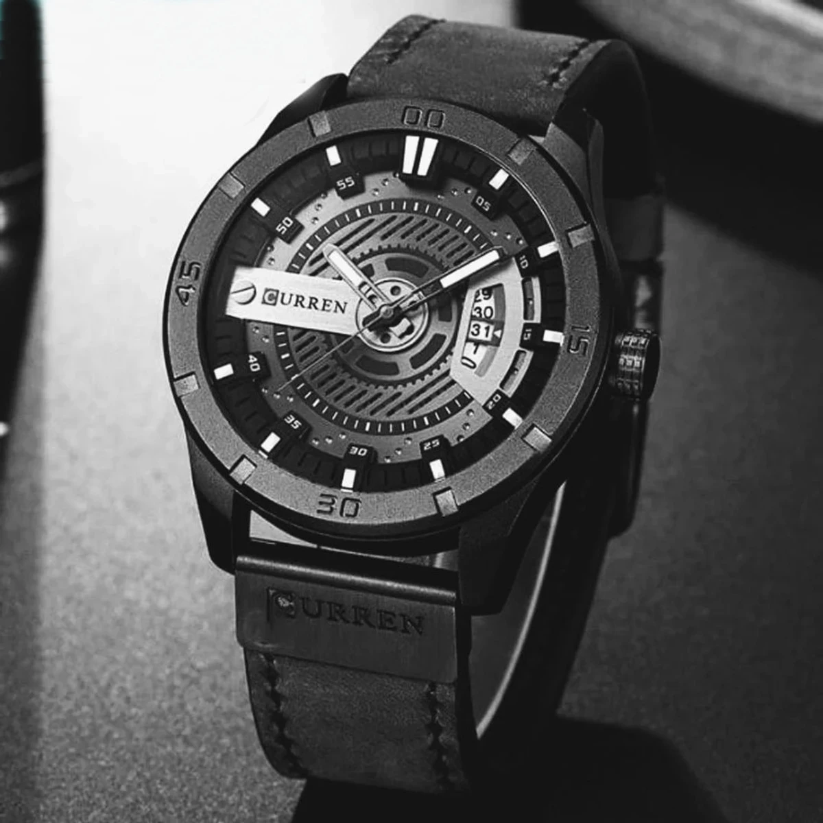 Brand CURREN Men Military Sports Watches Men leather belt