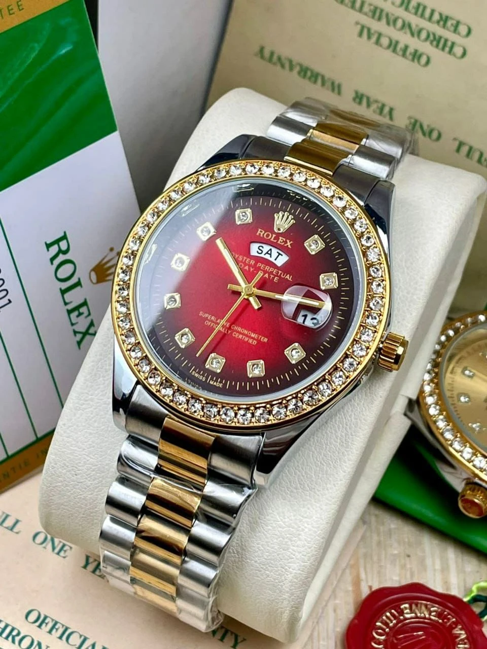 Ro-lex luxurious stylish stone watch for men — thumbnail 2