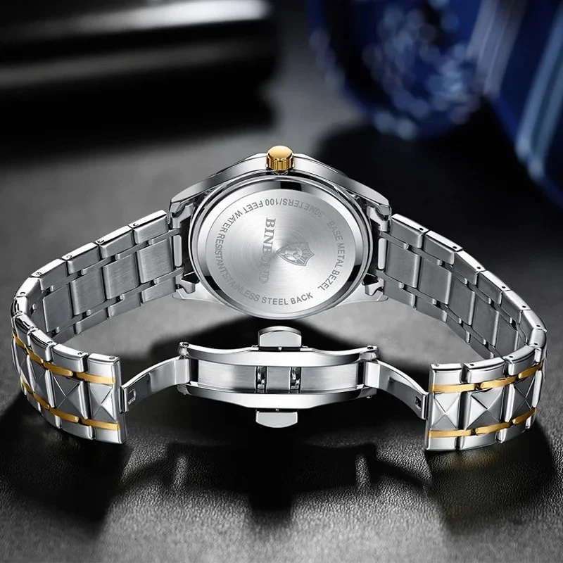 কাপল ঘড়ি Diamond Cutting Dail and Dual Calendar Watch Waterproof  full black — thumbnail 2